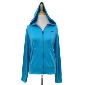 Nike Jacket Womens S Small Peacock Full Zip FIT Dry Hooded Raglan Sleeves Pocket